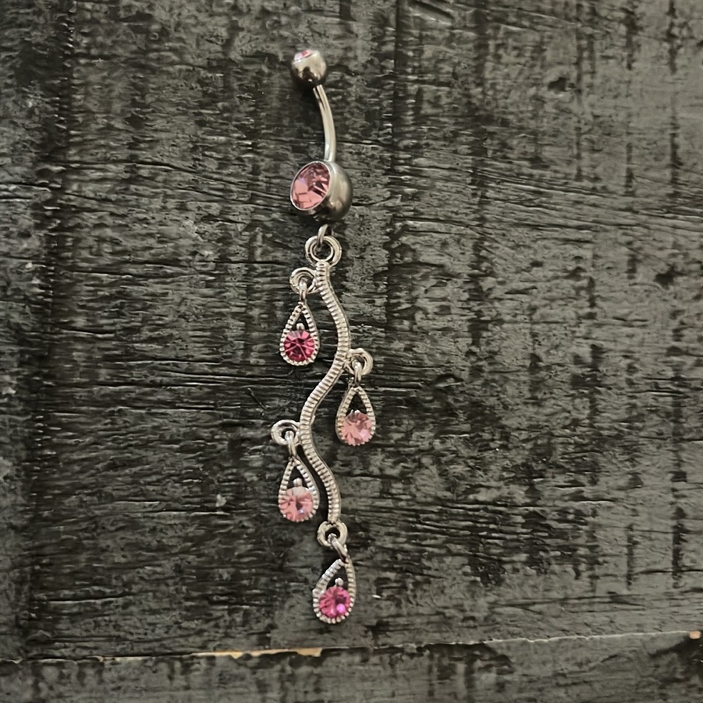 Pink vine belly button ring - Picture 3 of 3
